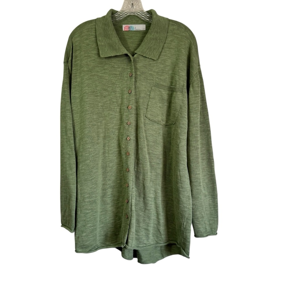 Free People Olive Green Button-Up Lightweight Cardigan
